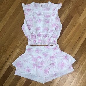 Loveshackfancy dupe 2 piece top and skort/skirt size large